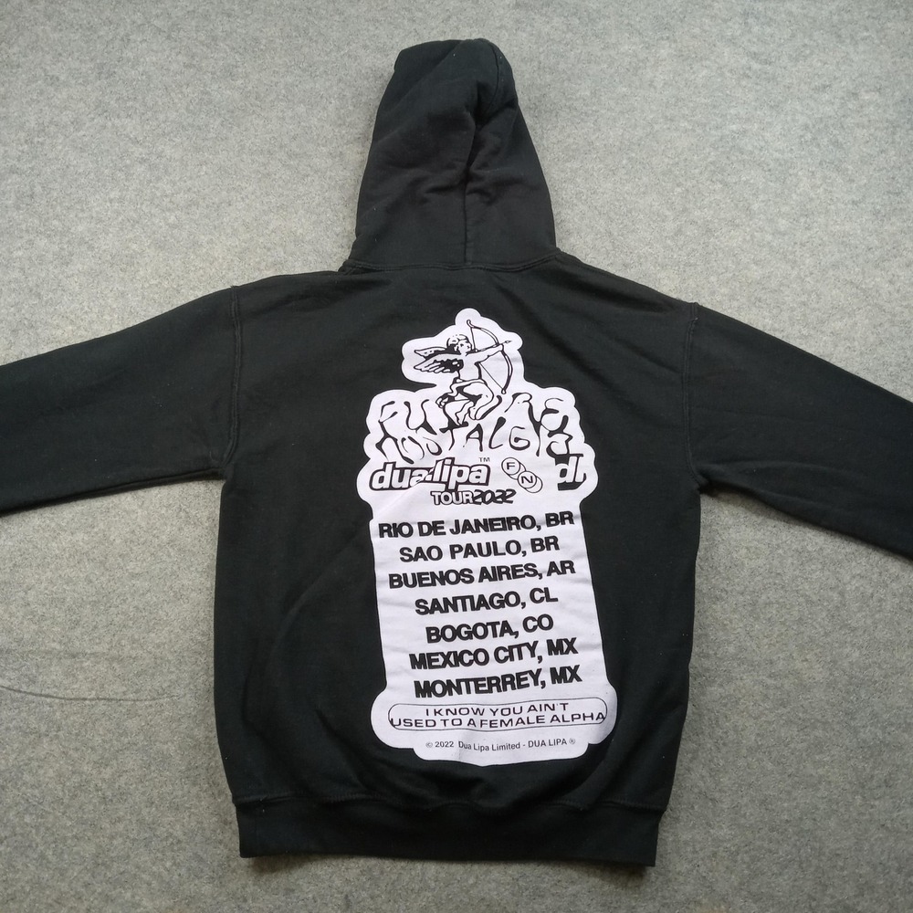 Dua Lipa Hoodie Mens Small Black Future Nostalgia Pullover‎ Merch Traffic